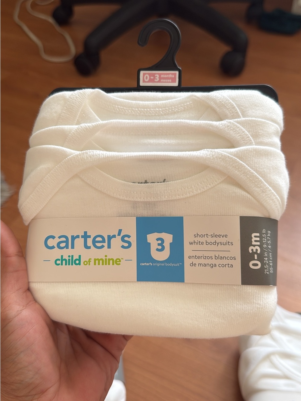 Carter's White Long-Sleeve Baby Bodysuits - Pack of 3